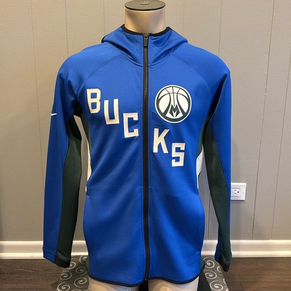 Z Men's Small Milwaukee Bucks Nike Royal/Hunter Green 2019/20 Earned Edition - Picture 2 of 10